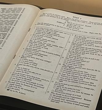 Book Open to Intelligence Test