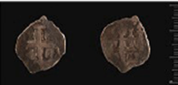 Two silver real coins, made of Potosi silver